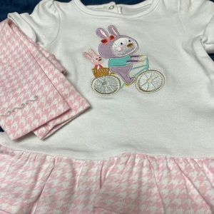 6-9 mo top and pants set. White w pink/wh pants
